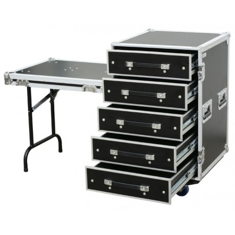 PD-FA6 Flightcase de 5 cajones 3U + mesa