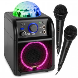 SBS-55B Conjunto karaoke negro con luces LED Vonyx