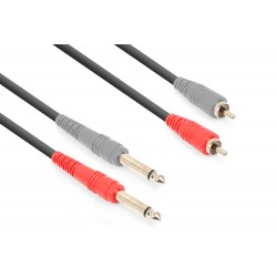 Cable 2 x jack 6.3mm mono - 2 x RCA macho de 3mts