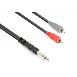 Cable 1 x 6.3mm estéreo - 2 x RCA macho de 1'5mts