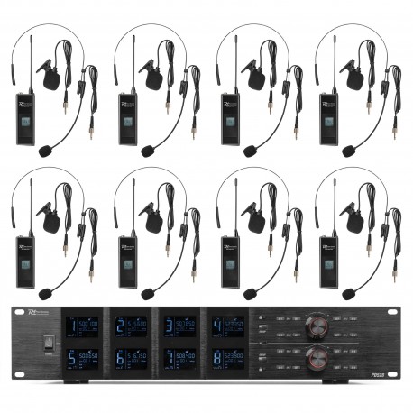 PD-528B Set micrófonos inalámbricos UHF con 8 micros de petaca