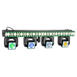 ShowBar GO edge con 4 cabezas móviles y barra de LED/estroboscópica