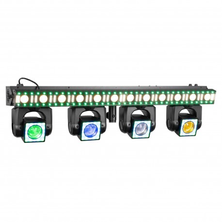 ShowBar GO edge con 4 cabezas móviles y barra de LED/estroboscópica