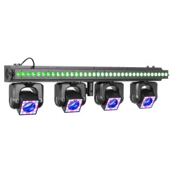 ShowBar GO vibe con 4 cabezas móviles y barra de LEDs