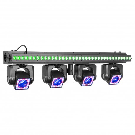 ShowBar GO vibe con 4 cabezas móviles y barra de LEDs