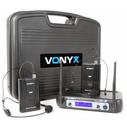 WM-512H Sistema inalámbrico VHF de 2 canales con dos bodypacks y Display Vonyx