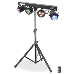 Max Partybar barra con 2 focos PAR 3 LEDs 4-en-1 RGBW + 2 jellymoon