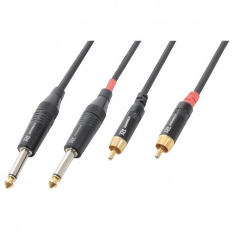 Cable 2 x  Jack mono 6.3 mono - 2 x RCA macho, 6m