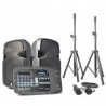 PSS-302 Set altavoces activos 10" SD/USB/MP3/BT con trípodes, cables y micro  Vonyx