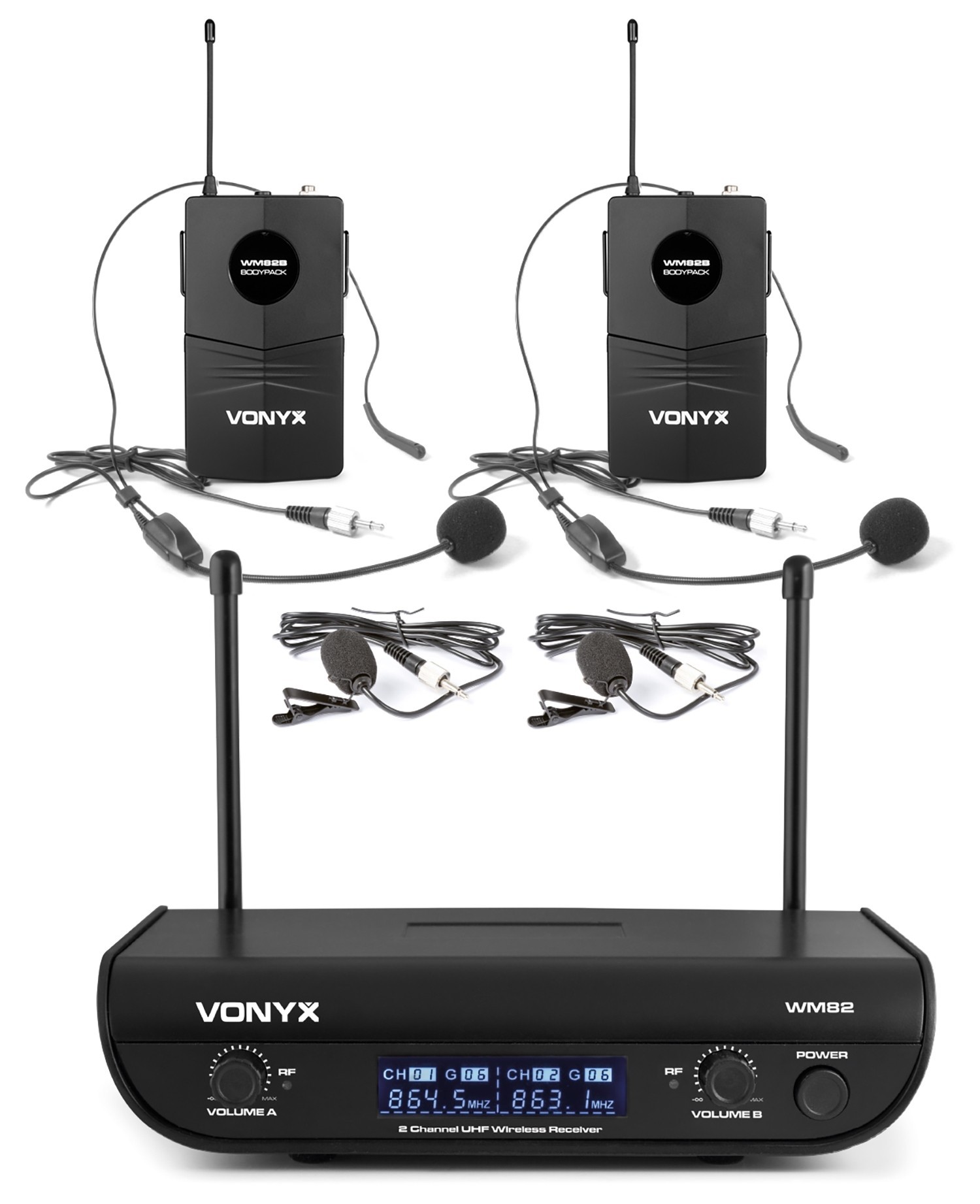 Sudamerica Ya Monasterio WM82C Micrófono inalámbrico digital UHF 2 canales con 2 micros de diadema  Vonyx - Electrikal Sound