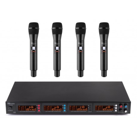 PD504H Micrófono inalámbrico de 4x50 canales cpn 4 micrófonos de mano