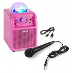 SBS-50P Bafle karaoke rosa con Bluetooth y bola LED Vonyx