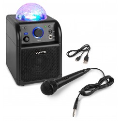 SBS-50B Bafle karaoke negro con Bluetooth y bola LED Vonyx