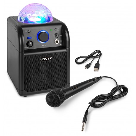 SBS-50B Bafle karaoke negro con Bluetooth y bola LED Vonyx