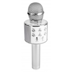 KM-01 Micrófono de karaoke con altavoz incorporado BT/MP3 plata