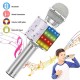 KM-15S Micrófono de karaoke con altavoz BT/MP3 incorporado e iluminación LED color plata